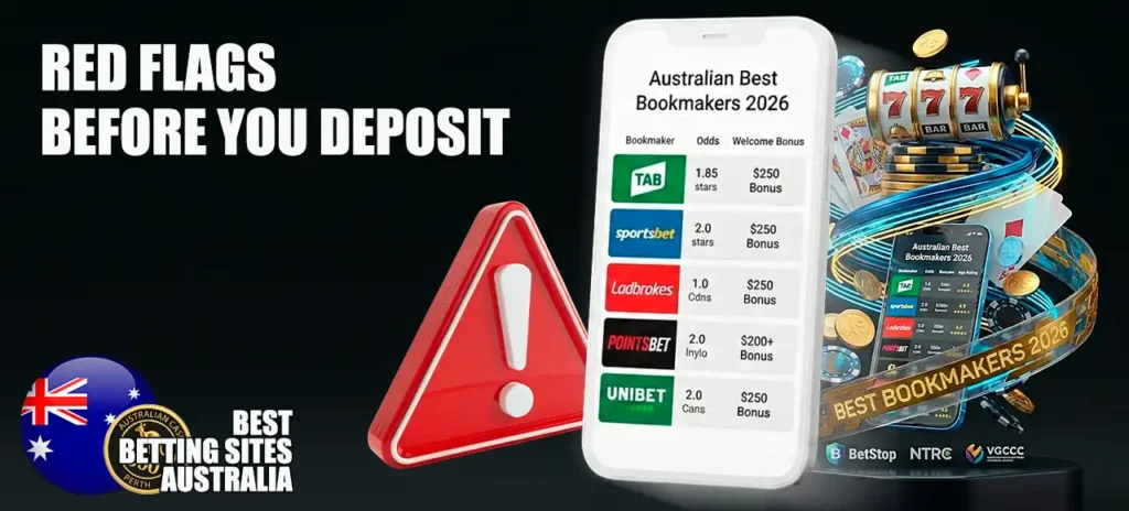 Red flags and warning signs to check before depositing at Australian betting sites.