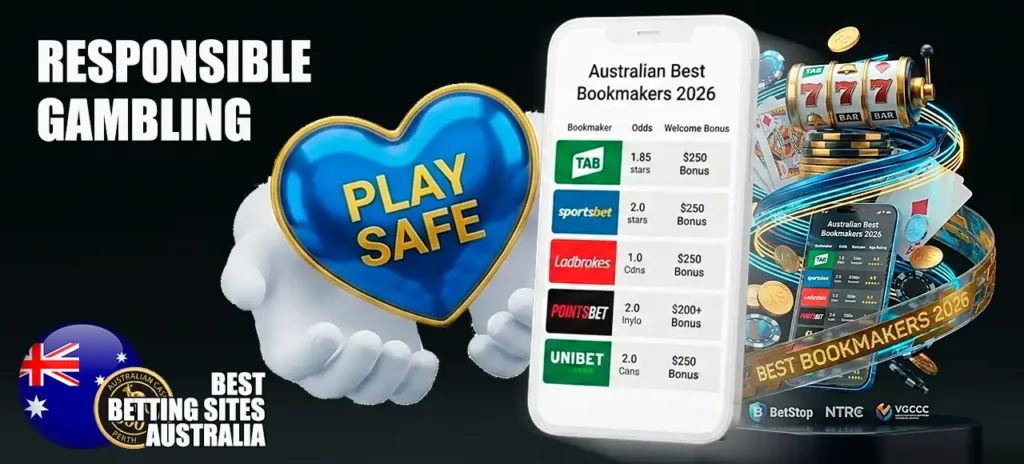 Responsible gambling tools, BetStop self-exclusion register, and 18+ limit in Australia.